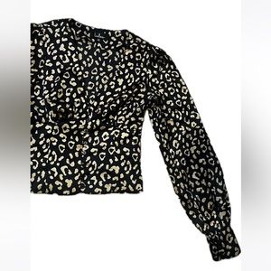 Lulus XS Gold & Black Leopard Long Sleeve
